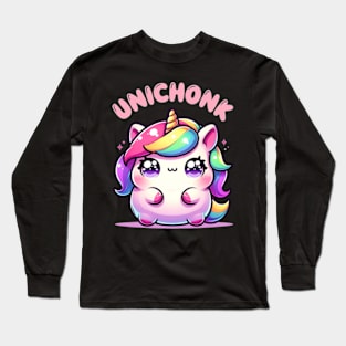 Unichonk Funny Fat Unicorn Kawaii Chibi Anime Cute Long Sleeve T-Shirt